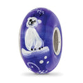 Ster.Silver Reflections Hand Painted Little Nora Fenton Glass Bead, 14.8 x 14.8 mm