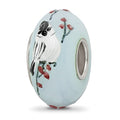 Ster.Silver Reflections Hand Painted Fluffy Tufty Fenton Glass Bead, 14.8 x 14.8 mm