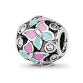 Sterling Silver Reflections Pink & Blue Enameled CZ Butterfly Bead, 9.99 x 10.1 mm