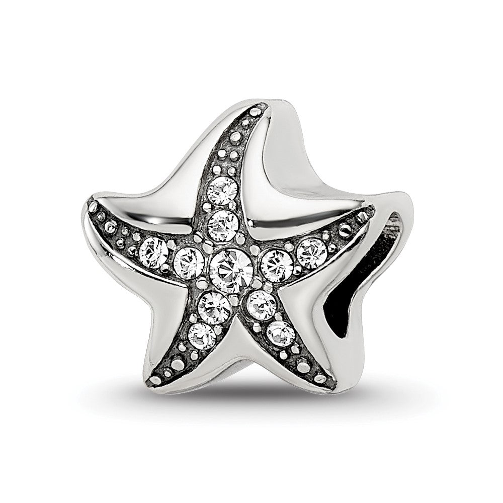 Sterling Silver Reflections Crystal Starfish Bead, 10.29 x 7.64 mm