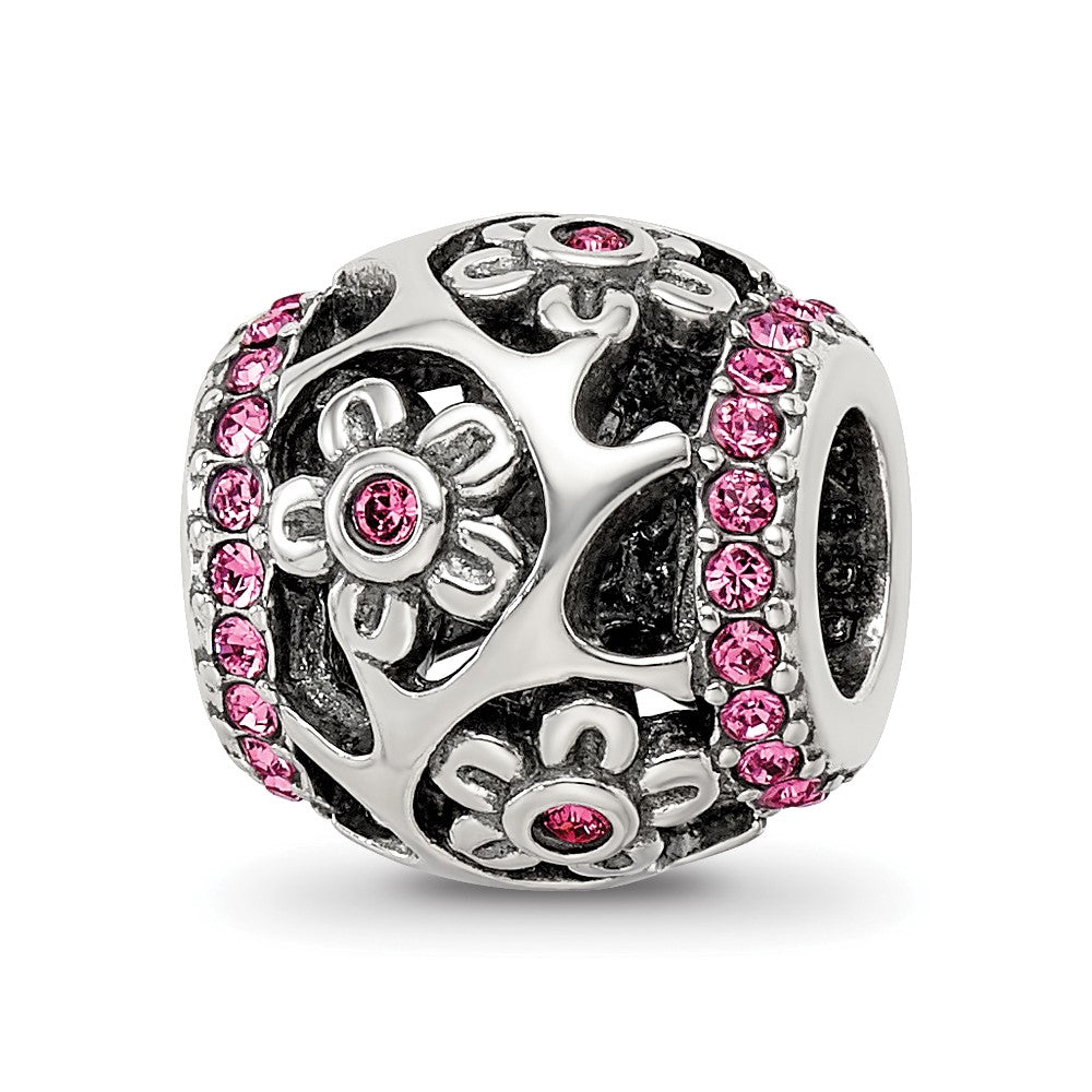 Sterling Silver Reflections Crystal Flowers Bead, 11.04 x 10.62 mm