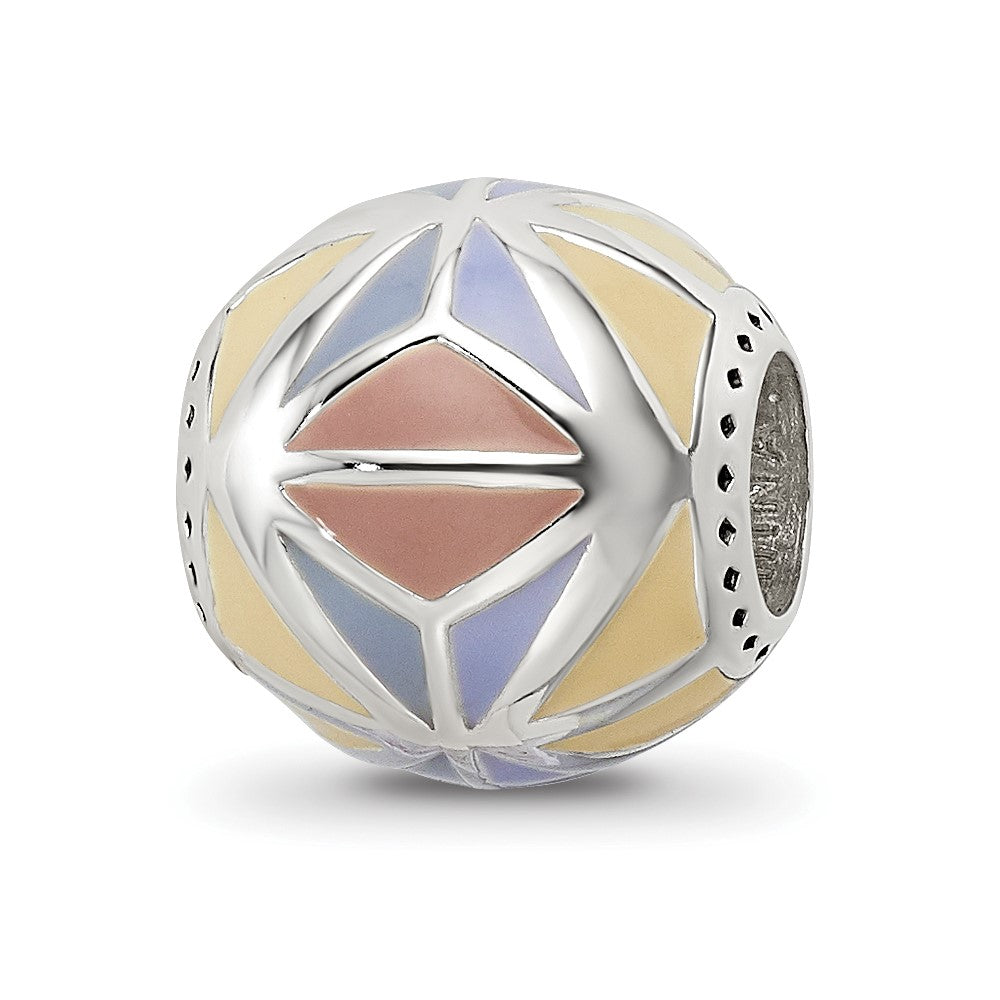 Sterling Silver Reflections Brown,Yellow & Lavender Enameled, Silver IP-P, 10.96 x 10.41 mm