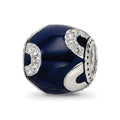 Sterling Silver Reflections Navy Enameled, Crystal & Silver IP-, 10.61 x 10.26 mm