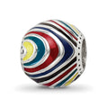 Sterling Silver Reflections Multi-colored Enameled Silver IP-Plated Bead, 11.06 x 9.95 mm