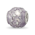 Sterling Silver Reflections Lavender Enamel & Crystal Star Bead, 11.29 x 10.21 mm