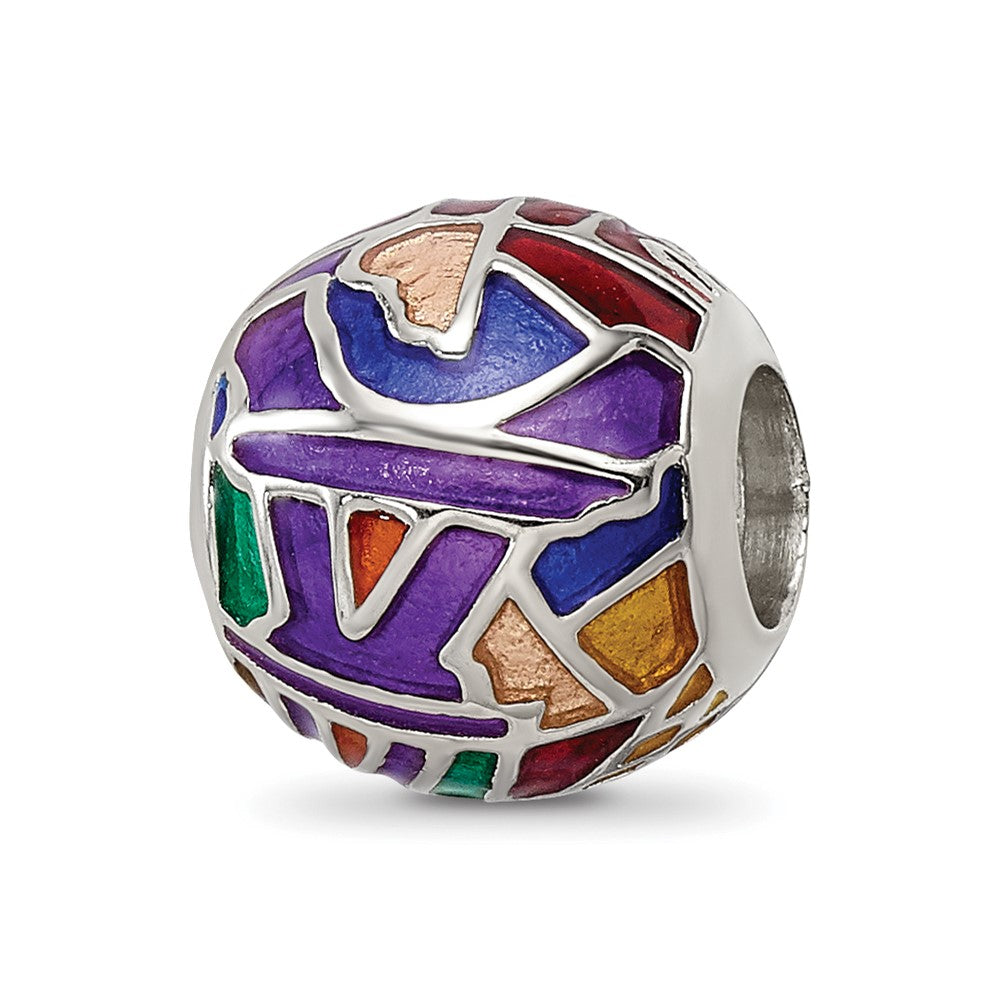 Sterling Silver Reflections City Impressions Paris Moasic Enamel Bead, 10.8 x 10.12 mm