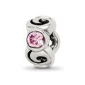 Sterling Silver Reflections Pink CZ Bead, 10.91 x 6.36 mm