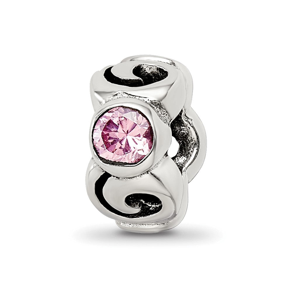 Sterling Silver Reflections Pink CZ Bead, 10.91 x 6.36 mm
