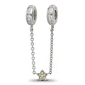 Sterling Silver Reflections Rhodium-plated 3in Security Chain CZ Beads, 9.49 x 3.56 mm