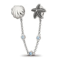 Sterling Silver Reflections Rhodium-plated 3in Security Chain Sea CZ Bead, 8.85 x 9.61 mm
