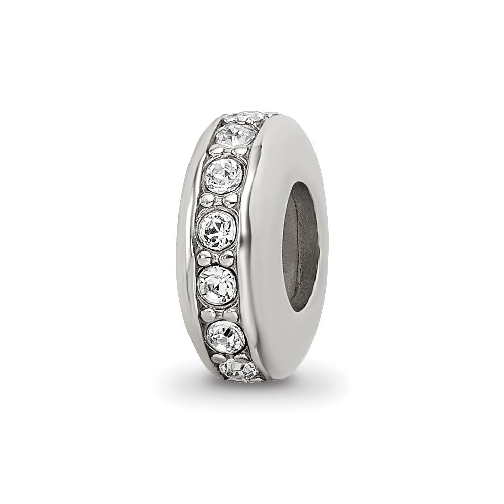 Sterling Silver Reflections Crystal Silicone Gripper Bead, 9.79 x 3.9 mm