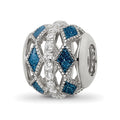 Sterling Silver Reflections Rh-plated Blue Accent & CZ Circle Bead, 11.46 x 9.88 mm