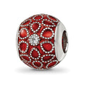 Sterling Silver Reflections Rh-plated CZs Orange Enameled Bead, 11.31 x 9.91 mm