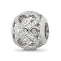 Sterling Silver Reflections Rhodium-plated CZ with Hearts Bead, 11.29 x 10.13 mm