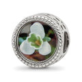 Sterling Silver Reflections Rhodium-plated January Flower Bead, 11.76 x 8.55 mm