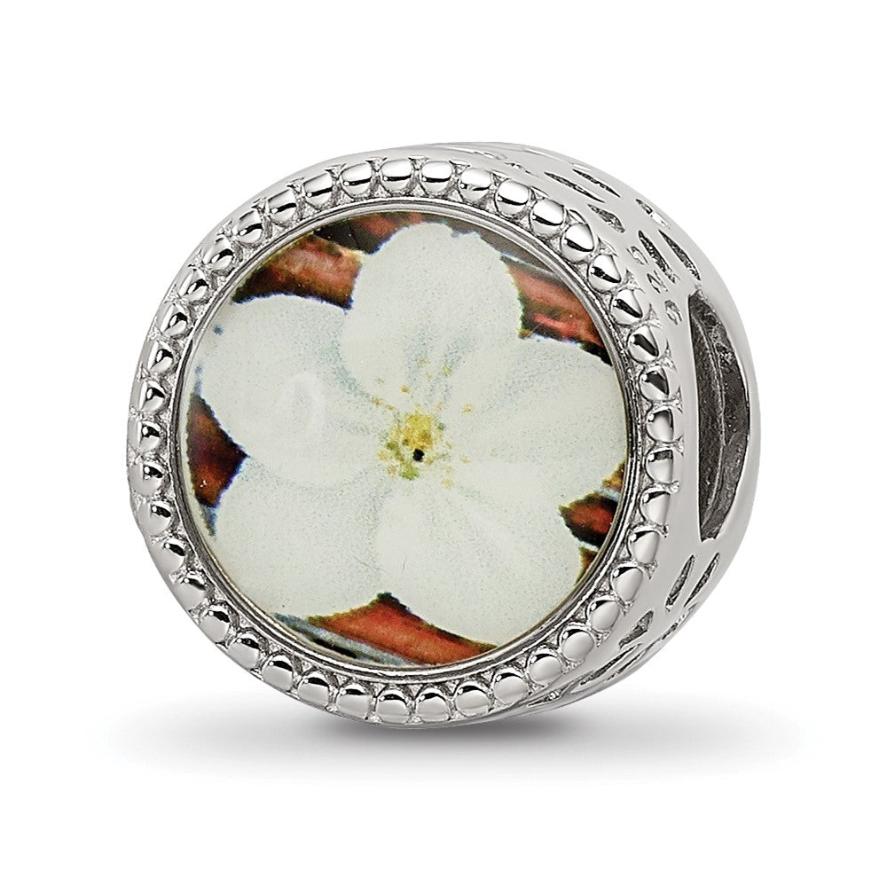 Sterling Silver Reflections Rhodium-plated May Flower Bead, 11.81 x 8.72 mm