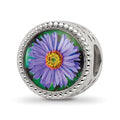Sterling Silver Reflections Rhodium-plated September Flower Bead, 11.8 x 8.51 mm