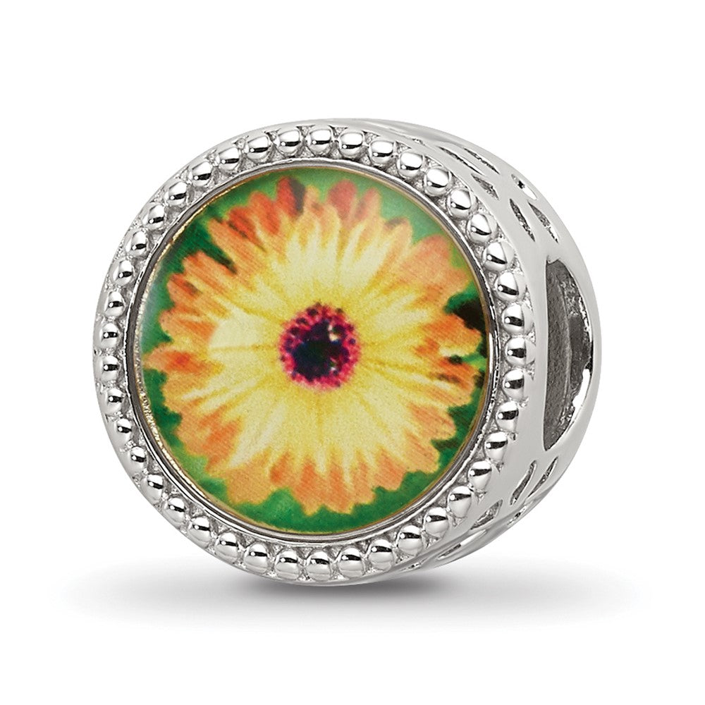 Sterling Silver Reflections Rhodium-plated October Flower Bead, 11.81 x 8.63 mm