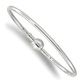 Sterling Silver Reflections Rhodium-plated Bangle with a Circle Clasp Bead, 8.25 mm