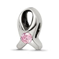 Sterling Silver Reflections Silver Ribbon with Pink CZ Bead, 11.7 x 5.62 mm