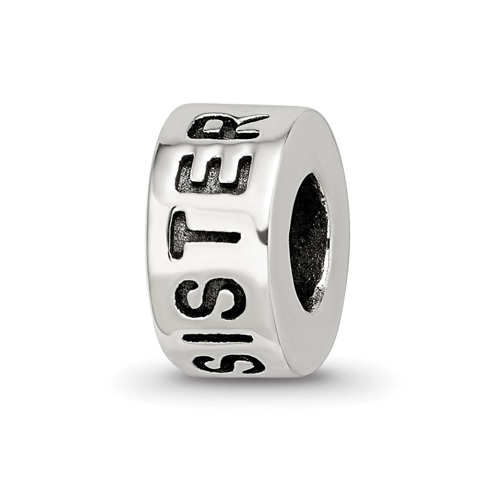 Sterling Silver Reflections Antiqued Sister Bead, 9.6 x 5.13 mm