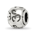 Sterling Silver Reflections Antiqued Om Bead, 10.74 x 8.8 mm