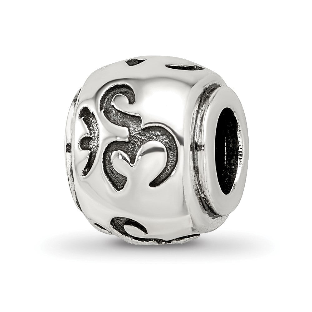 Sterling Silver Reflections Antiqued Om Bead, 10.74 x 8.8 mm