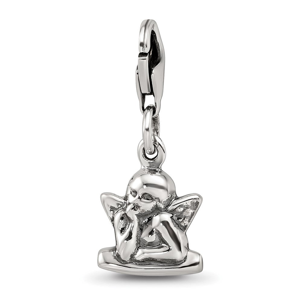 Sterling Silver Reflections Antiqued Ornate Charm, 23.74 x 10.06 mm