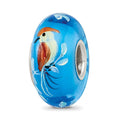 Sterling Silver Reflections Hand Painted Bird, Blue Glass Bead, 15.08 x 7.64 mm