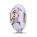 Sterling Silver Reflections Hand Painted Monkey, Purple Glass Bead, 14.44 x 7.57 mm