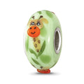Sterling Silver Reflections Hand Painted Giraffe, Green Glass Bead, 14.53 x 7.44 mm