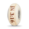 Sterling Silver Reflections Hand Painted Religious, Cream Glass Bead, 15.05 x 7.71 mm
