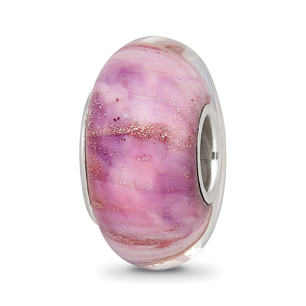 Sterling Silver Reflections Clear & Pink Sparkle Glass Bead, 15.11 x 7.8 mm