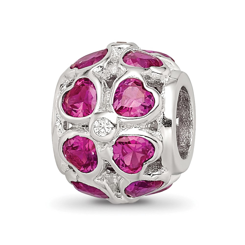 Sterling Silver Reflections Red Heart CZ Bead, 11.02 x 9.23 mm