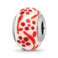 Sterling Silver Reflections Brown/Orange Glitter Flower Italian Glass Bead, 14.3 x 9.89 mm