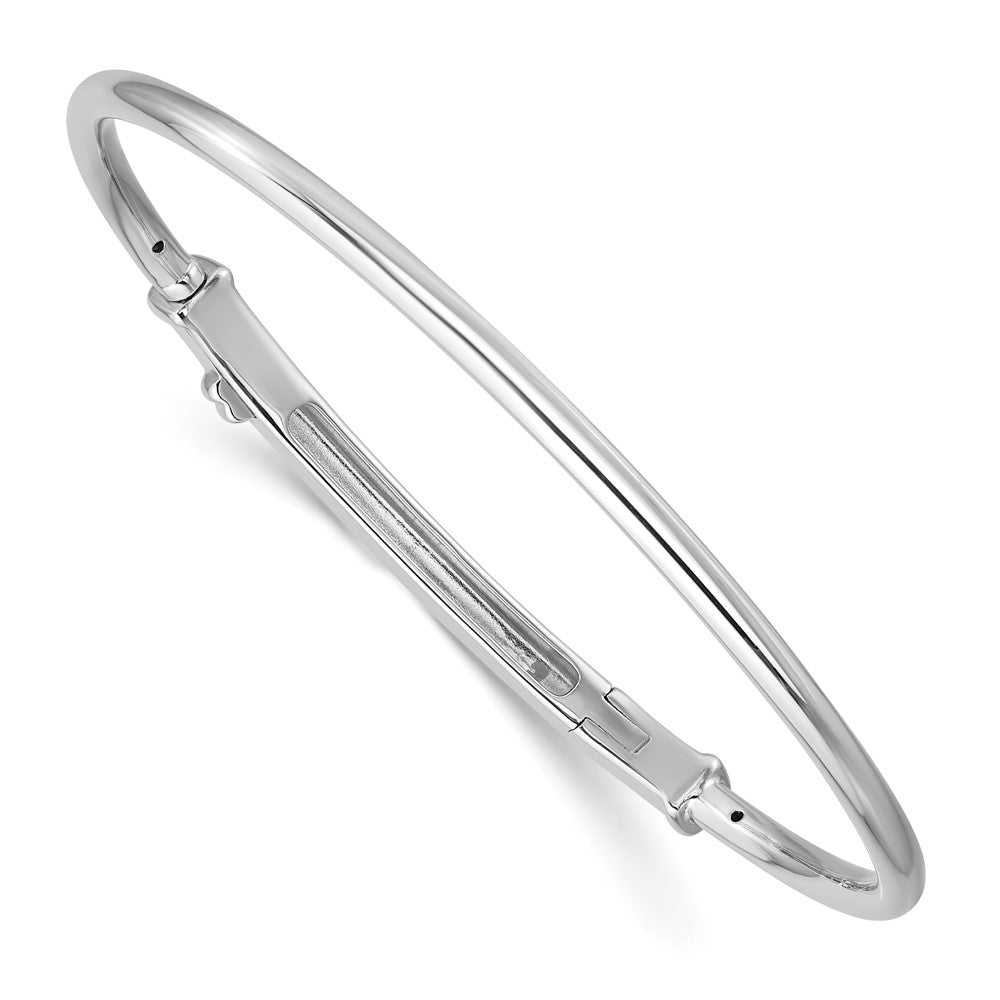 Sterling Silver Reflections Rhodium-plated Hinged Clasp Bangle, 7.25 mm