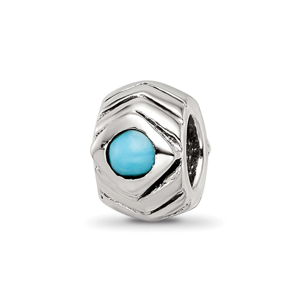 Sterling Silver Reflections Turquoise Bead, 8.18 x 4.55 mm