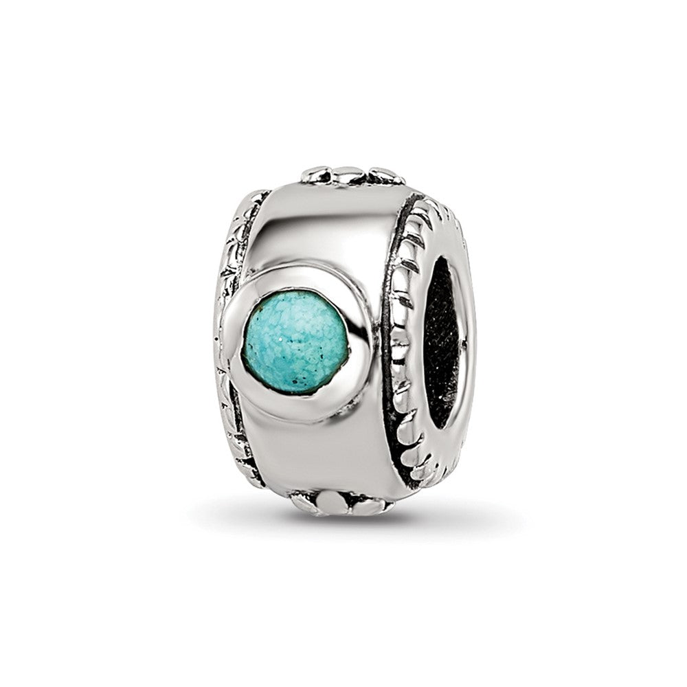 Sterling Silver Reflections Turquoise Bead, 8.18 x 5.45 mm
