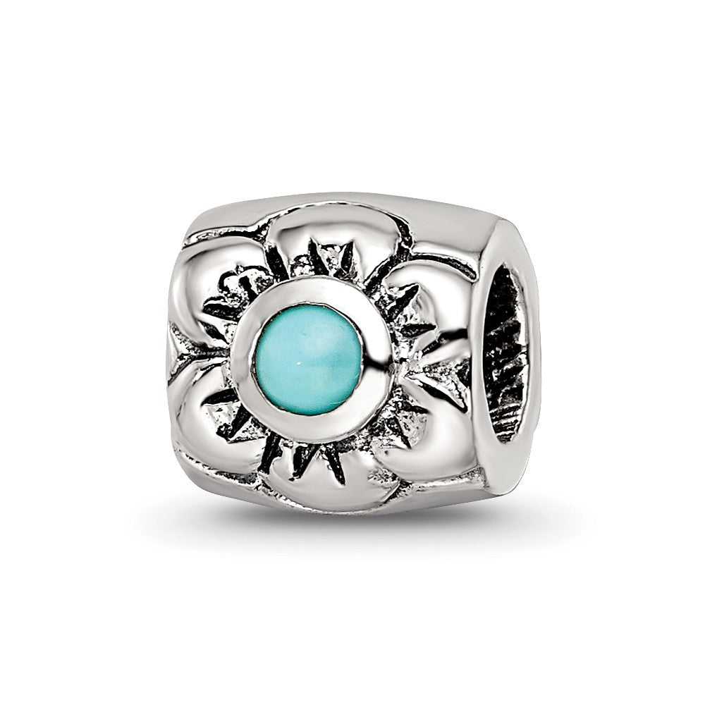 Sterling Silver Reflections Turquoise Bead, 7.27 x 7.27 mm