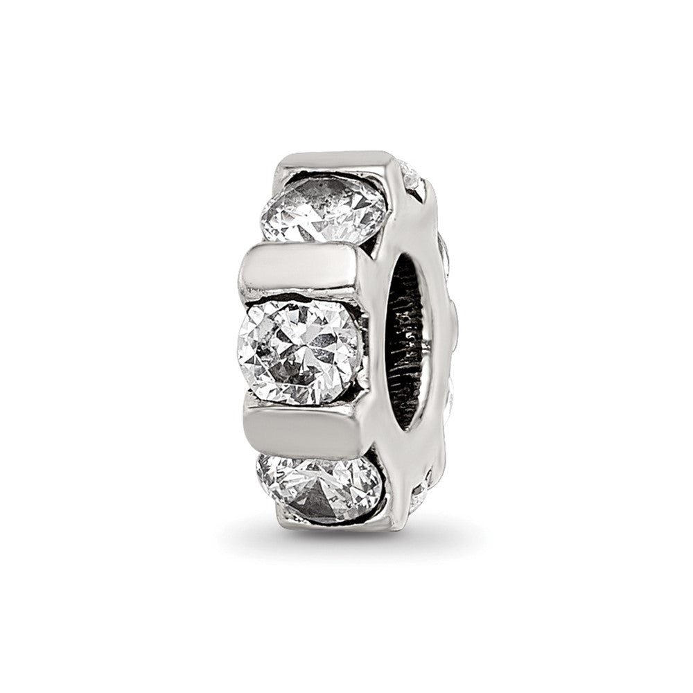 Sterling Silver Reflections CZ Bead, 10 x 3.64 mm, 1.44 g