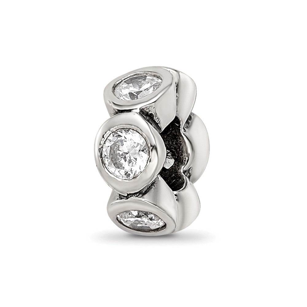 Sterling Silver Reflections CZ Bead, 10 x 3.64 mm, 1.26 g