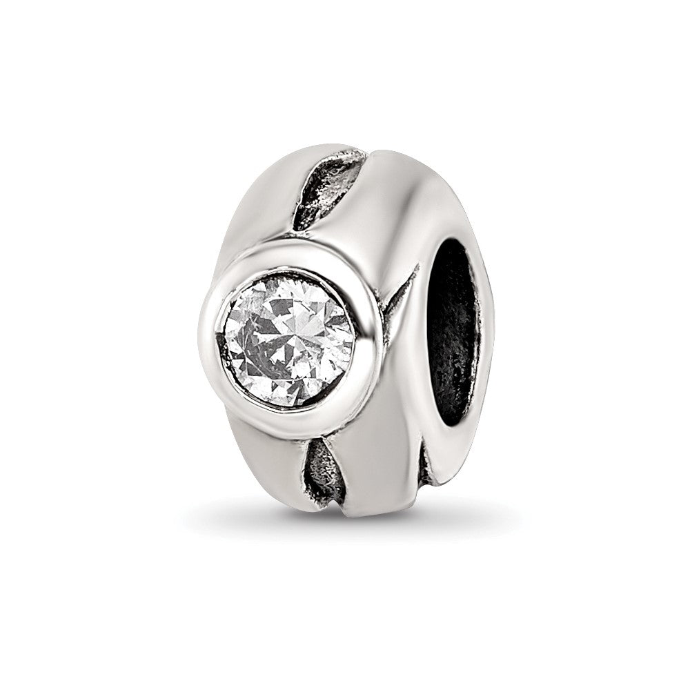 Sterling Silver Reflections CZ Bead, 10 x 5.45 mm