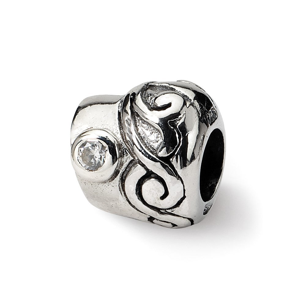 Sterling Silver Reflections CZ Bead, 8.18 x 8.18 mm