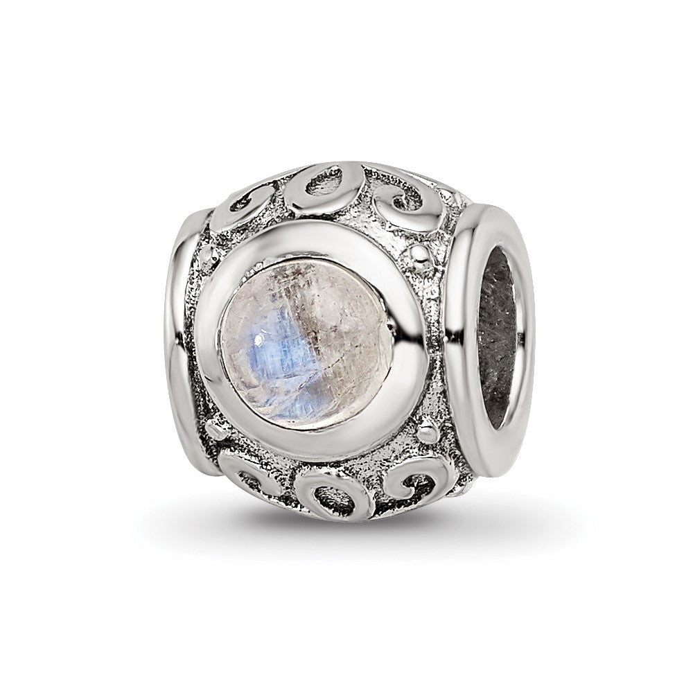 Sterling Silver Reflections Moonstone Bead, 8.18 x 7.27 mm