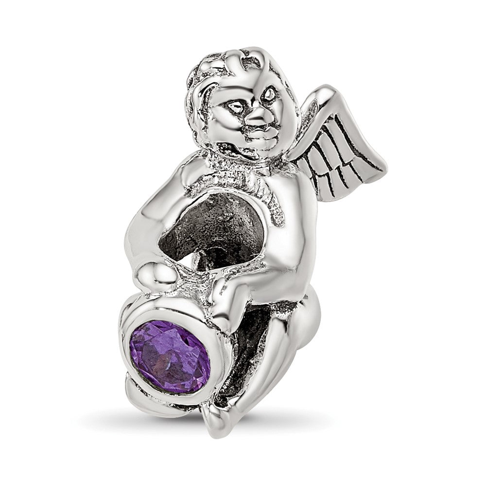 Sterling Silver Reflections February CZ Antiqued Bead, 16.36 x 12.73 mm