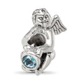 Sterling Silver Reflections March CZ Antiqued Bead, 16.36 x 12.73 mm