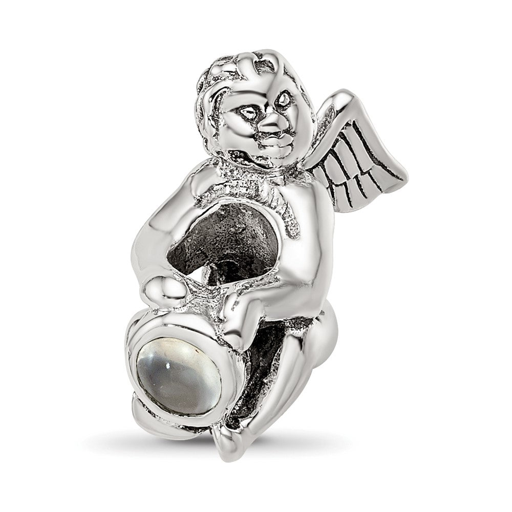 Sterling Silver Reflections June CZ Antiqued Bead, 16.36 x 12.73 mm