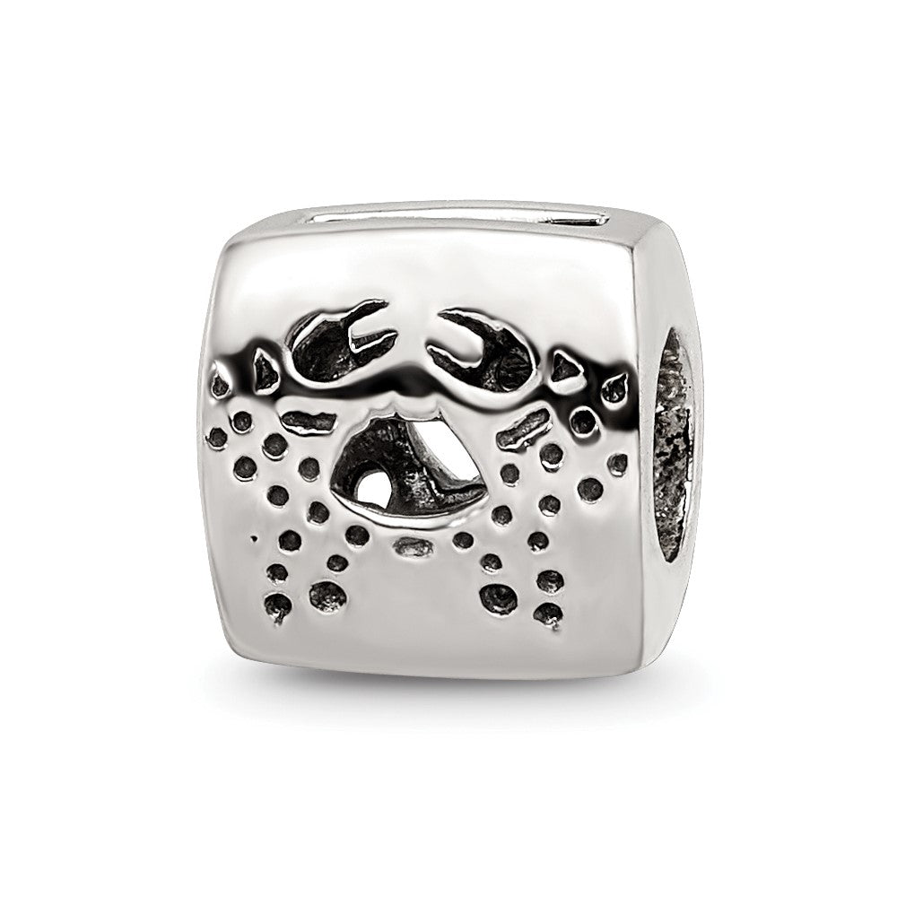 Sterling Silver Reflections Cancer Zodiac Antiqued Bead, 8.18 x 8.18 mm