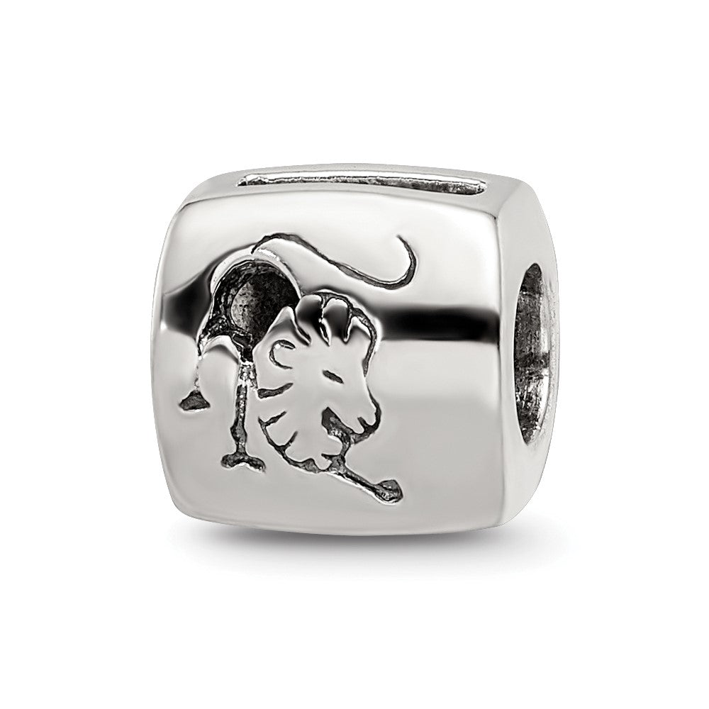 Sterling Silver Reflections Leo Zodiac Antiqued Bead, 8.18 x 8.18 mm
