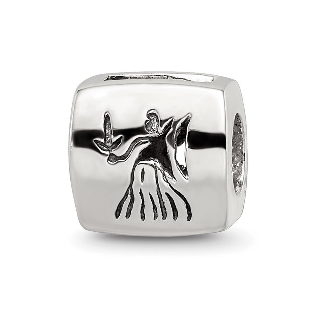 Sterling Silver Reflections Virgo Zodiac Antiqued Bead, 8.18 x 8.18 mm